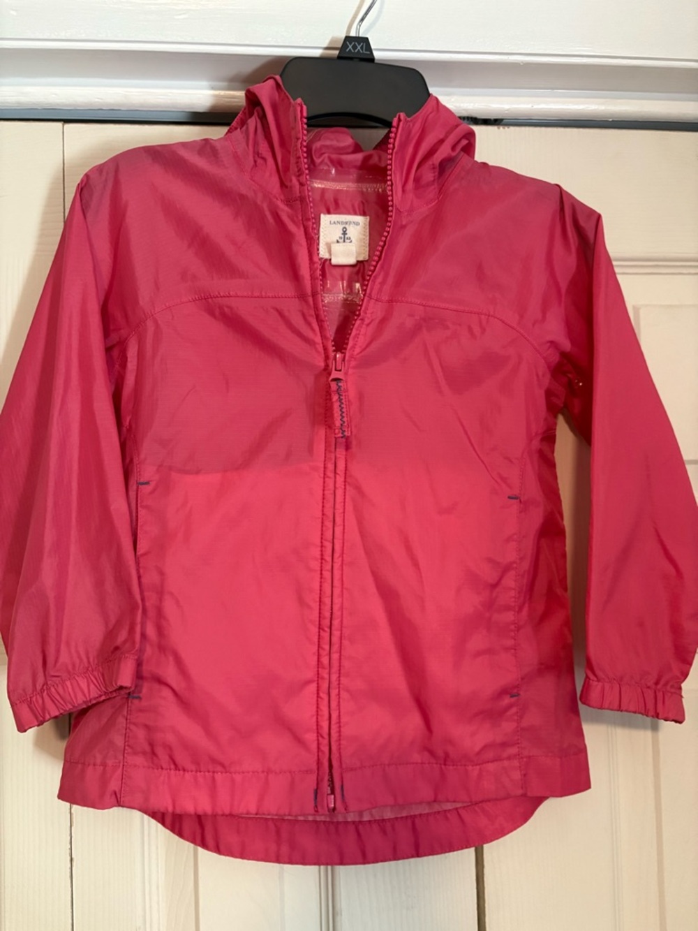 Lands' End kids' hooded zipper windbreaker rain jacket sz small/4